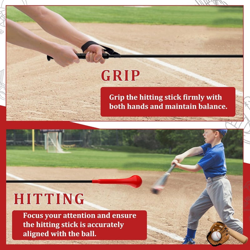 DEHAI Baseball Hitting Stick,Batting Practice Equipment for Baseball and Softball,Extended Handlebar with Grip Strap,Ideal One-on-One Baseball Training Equipment - Image 3